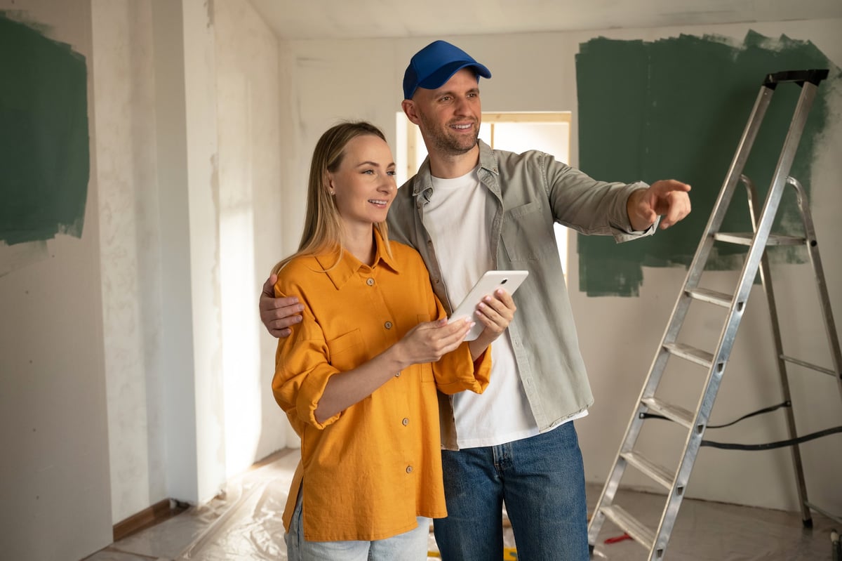 Professional foreman discussing project details on site